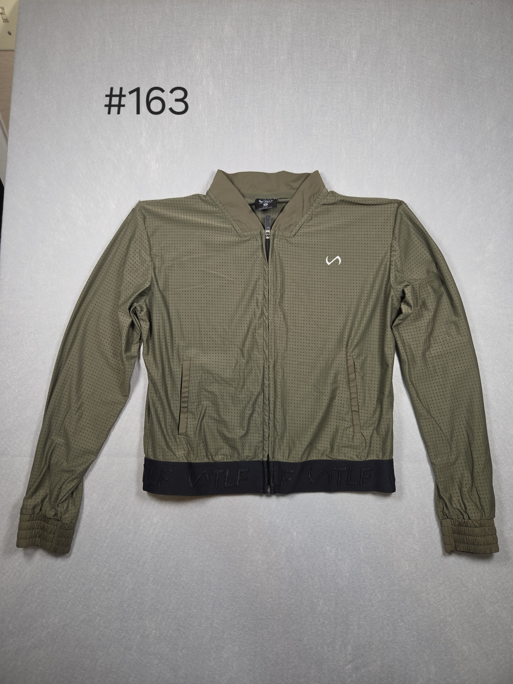 TLF Apparel Perforated Mesh Bomber Athletic Jacket - Olive Green (Size S)